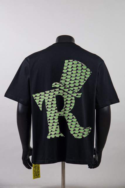 Cough Syrup Cartoon Retro Streetwear Front Green Pink Outline Melting Bubble Joke’s Up Slogan Print Back Large Top Hat R Filled Repeat Logo Graphic Oversized T-Shirt 29343926