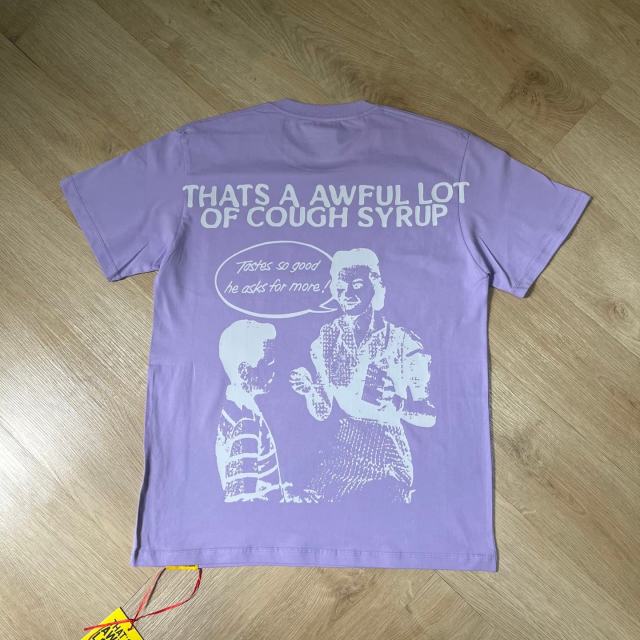 Cough Syrup Y2K Retro Street Front Vintage Medicine Label Text Back Mother Child Cartoon Art Print T-Shirt 29345287
