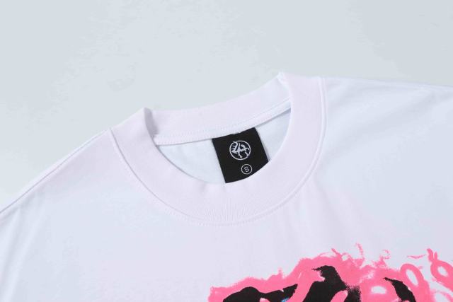 Cough Syrup Horror Teeth Portrait Print Back Irregular Flame Circle Demon Logo Double Sided Print Tee 2 colors 29304000