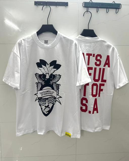 Cough Syrup Bald Eagle American Flag Feather Banner Hip Hop Portrait Front Large Bold Red Block Letter Tee 29303913
