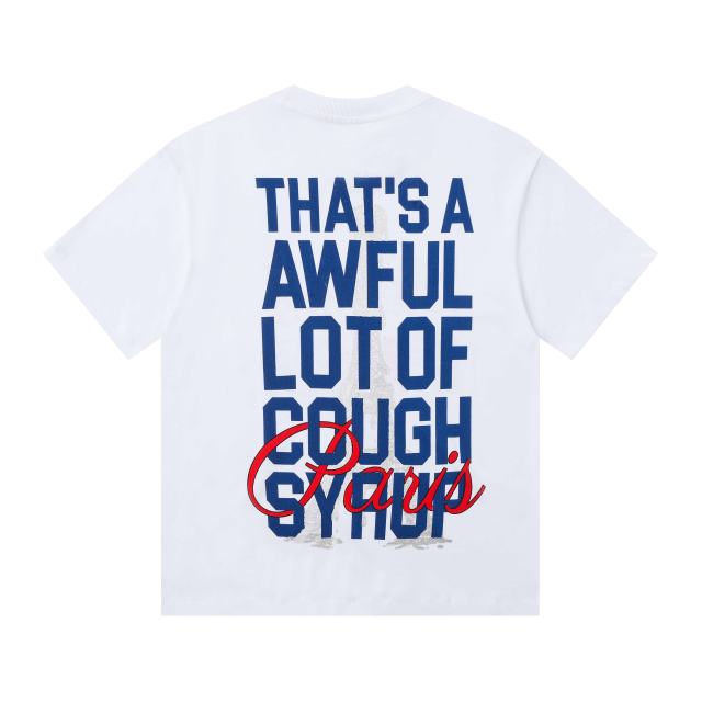 Cough Syrup Eiffel Tower France Flag Travel Stamp Graphic Front Large Bold Blue Stacked Letter Tee 2 colors 29290156