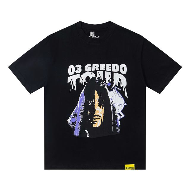 Cough Syrup 03 Greedo Tour Drip Font Purple Tint Portrait Front Concert City Venue Schedule Text Print Tee 29303881
