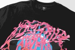 Cough Syrup Horror Teeth Portrait Print Back Irregular Flame Circle Demon Logo Double Sided Print Tee 2 colors 29304000