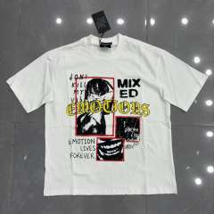 Mixed Emotion Red Frame Subculture Handwritten Graffiti Print T-shirt 29370453