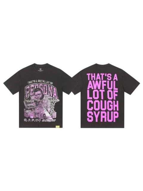 Cough Syrup Purple Faded Grainy DJ Screw Tribute RIP Memorial Persona Gothic Font Portrait Graphic Print Tee 29303823