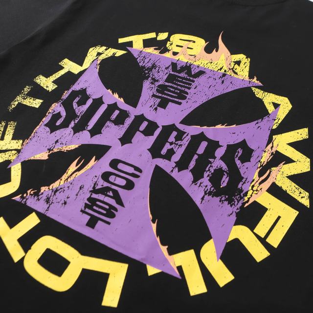 Cough Syrup West Coast Sippers Flame Motorcycle Cross Double Sided Print Tee 2 29303788