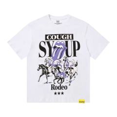 Cough Syrup Running Horses Purple Tongue Split Letter Front Full Stacked Slogan Back Tee 2 colors 29290051