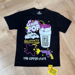 Cough Syrup Southern Hip Hop Streetwear Front Houston Texas Map Pistol Lowrider Car Purple Syrup Cup Exotic Pop Cartoon Scene Print T-Shirt 29345308