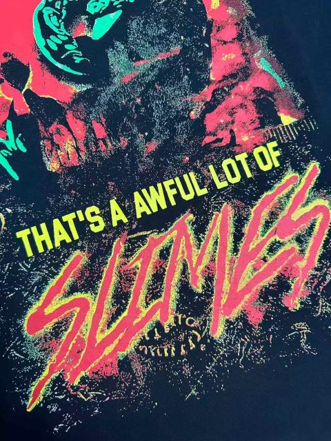 Cough Syrup Halo Snake Graffiti Front Two Layer Typography Bright Yellow Bold Block Letter Slimes Script Print Tee 29303916