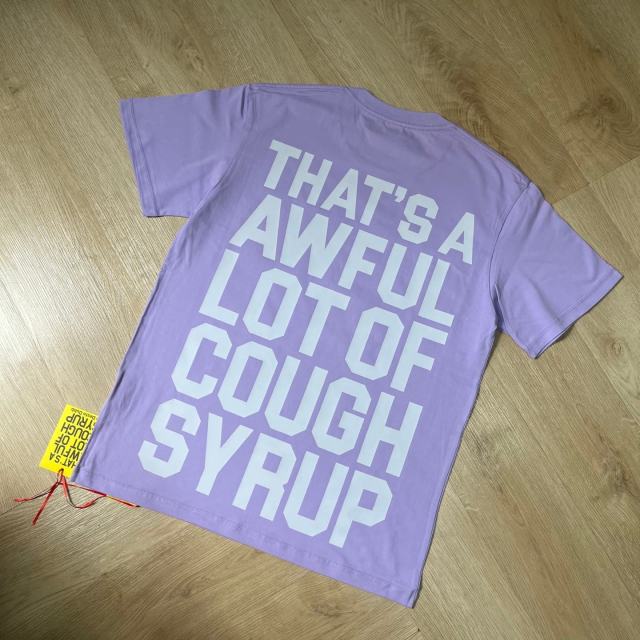 Cough Syrup Basic Streetwear Front Simple Line Font Back Huge Bold Stacked Letter Dual Side Print T-Shirt 29345290