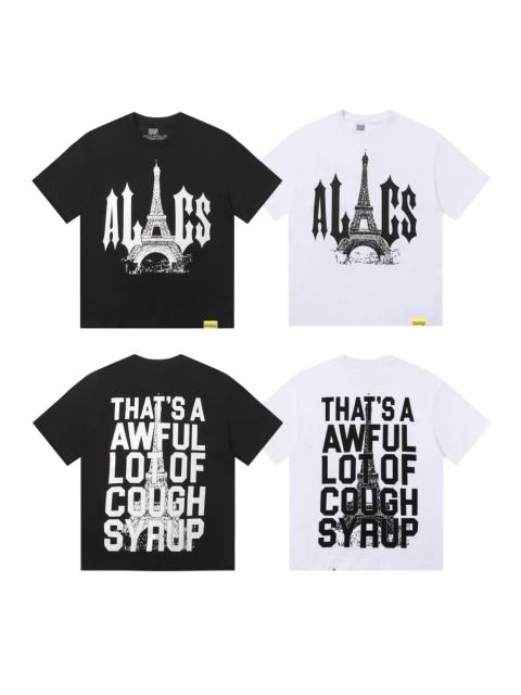 Cough Syrup Sketch Texture Eiffel Tower ALCS Gothic Letter Front Embedded Tower Stacked Slogan Tee 2 colors 29290147