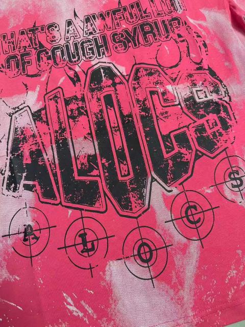 Cough Syrup Gothic Stacked ALDCS Letter Crosshair Target Circle Detail Large Worn Number 18 Graphic Print Tee 2 colors 29303872