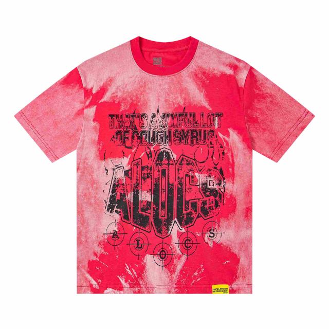 Cough Syrup Gothic Stacked ALDCS Letter Crosshair Target Circle Detail Large Worn Number 18 Graphic Print Tee 2 colors 29303872