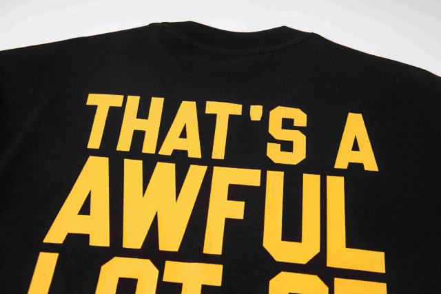 Cough Syrup The Last Supper Hip Hop Rapper Group Remake Painting Front Large Bold Yellow Block Letter Slogan Print Tee 29303902