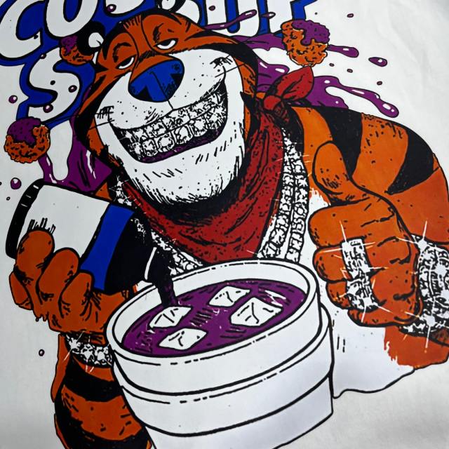 Cough Syrup West Coast Casual Fashion Front Chill Cartoon Tiger Hip Hop Accessories Syrup Pouring Graffiti Bubble Letter Print T-Shirt 2 colors 29344065