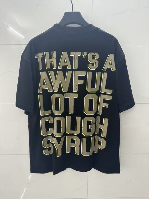Cough Syrup Vintage Distressed Army Grenade Graphic Back Big Stacked Text Print Tee 29303794