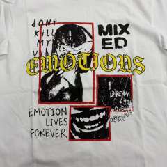 Mixed Emotion Red Frame Subculture Handwritten Graffiti Print T-shirt 29370453