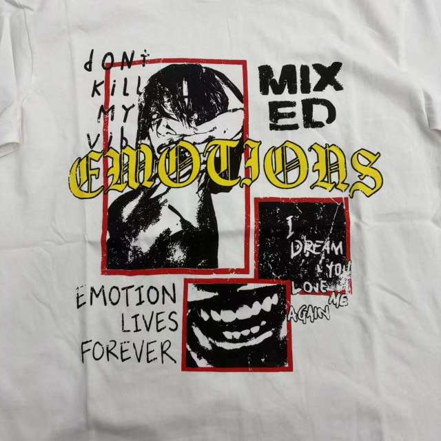 Mixed Emotion Red Frame Subculture Handwritten Graffiti Print T-shirt 29370453