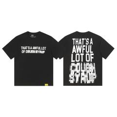 Cough Syrup Cyber Street Glitch Pixel Mosaic Half Blur Text Front Segmented Normal & Distorted Stacked Letter Back Tee 2 colors 29302180
