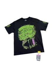 Cough Syrup Dark Grunge Streetwear Front Splatter Paint Toxic Green Jagged Graffiti Letter Overturned Cup Purple Liquid Print Oversized T-Shirt 29343950