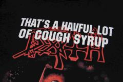 Cough Syrup Red Hue Grim Reaper Group Portrait Gothic Death Letter Front Large Orange Bold Block Slogan Print Tee 29303887