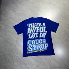 Cough Syrup West Coast Casual Fashion Bright Royal Blue Captain Mascot Pour Syrup Graffiti Bubble Font Print T-Shirt 29344090