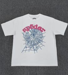 1:1 Top Quality White Pink Foam Blue Spider Web Short Sleeve T-Shirt
