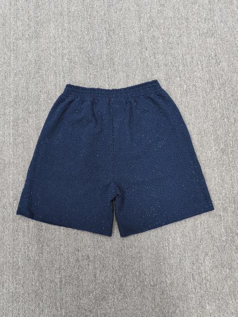 Black White Outline Arch Sp5der Raw Edge Sweat Shorts
