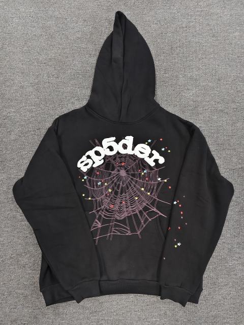 [On Sale] Sp*der Black White Chenille Multi-Color Star Spider Web Pullover Hoodie