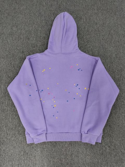 [On Sale] Sp*der Lavender Purple Rhinestone Multi-Color Star Spider Web Pullover Hoodie