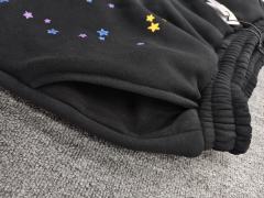 Black Pink Dot Outline Multi-Color Star Sweat Shorts