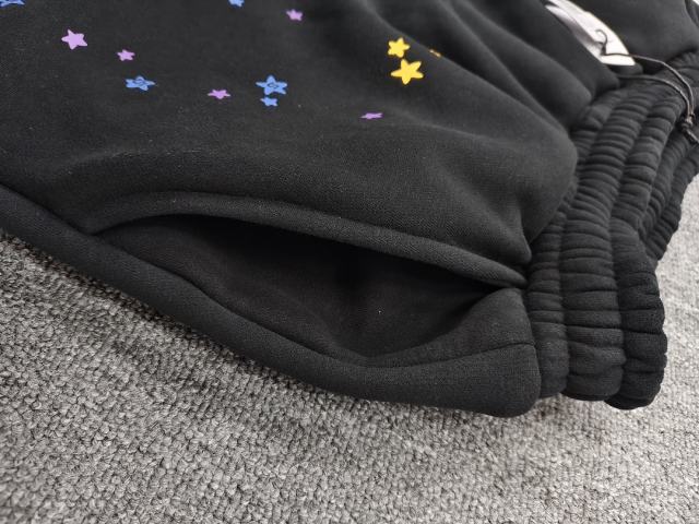 Black Pink Dot Outline Multi-Color Star Sweat Shorts