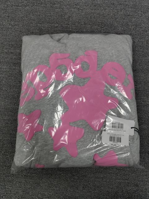 [On Sale] Sp*der Heather Grey Pink Bubble Star Foam Print Hoodie