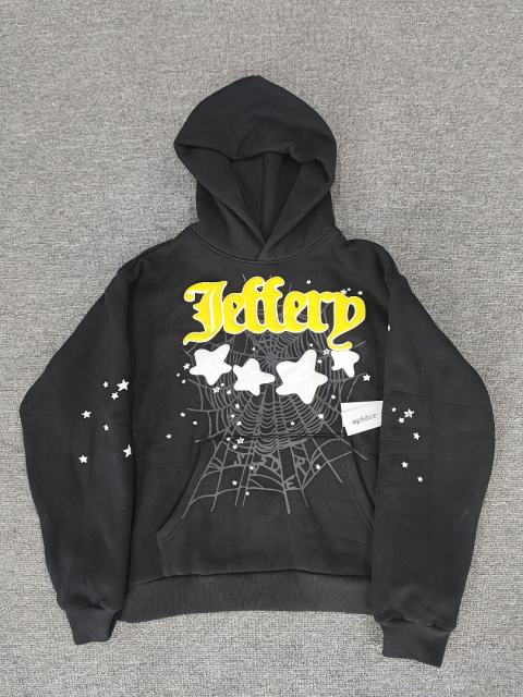 [On Sale] Sp*der Black Yellow Jeffery White Star Spider Web Pullover Hoodie