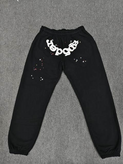 [ON SALE] Black White Chenille Multi-Color Star Jogger Sweat Pants