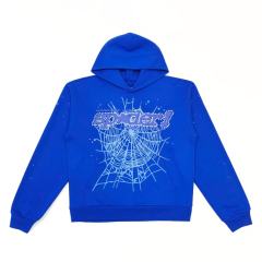 1:1 TOP Quality Blue Rhinestone Printed Hoodie & Pants Set
