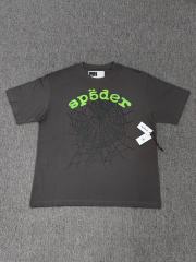1:1 Top Quality Charcoal Grey Neon Green Foam Black Spider Web Short Sleeve T-Shirt