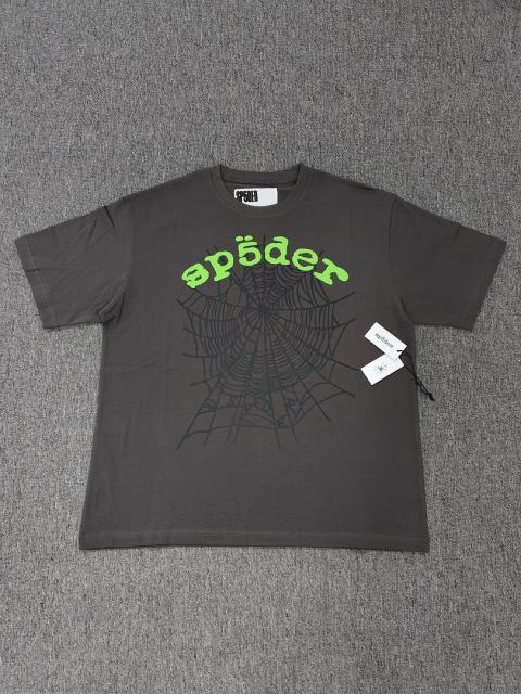 1:1 Top Quality Charcoal Grey Neon Green Foam Black Spider Web Short Sleeve T-Shirt