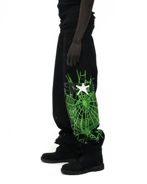 1:1 Quality Green Spider Web Printed Hoodie & Pants Set