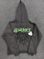 [On Sale] Sp*der Charcoal Grey Green Rhinestone Spider Web Pullover Hoodie