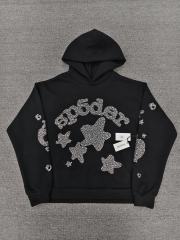 [On Sale] Sp*der Black Full Rhinestone Star Arch Pullover Hoodie