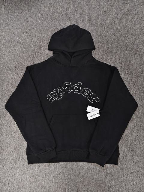 [On Sale] Sp*der Black White Outline Arch Sp5der Plain Pullover Hoodie