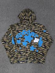 [On Sale] Sp*der Tiger Camo Light Blue Bubble Star Foam Print Pullover Hoodie