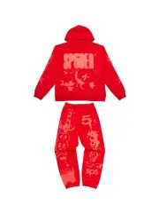 1:1 Quality Ray Doodle Print Hoodie & Pants Set