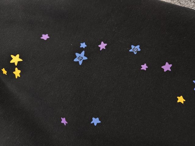 Black Pink Dot Outline Multi-Color Star Sweat Shorts