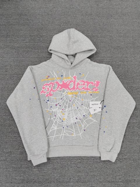 [On Sale] Sp*der Heather Grey Pink Star  Spider Web Hoodie