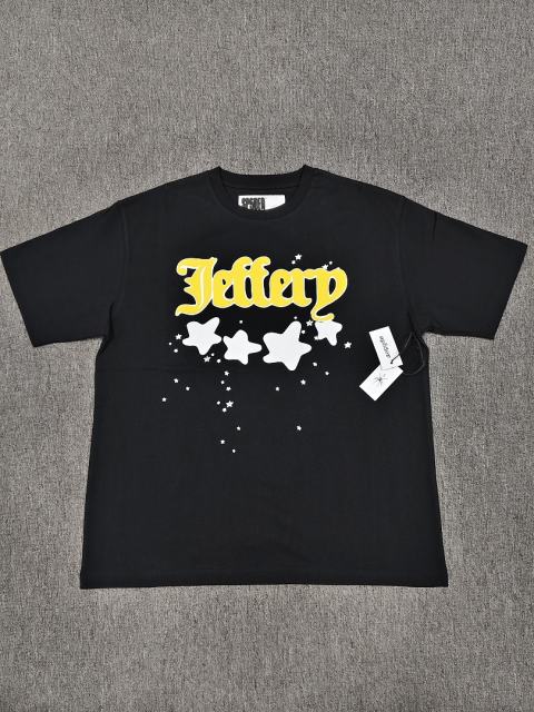 1:1 Top Quality Black Yellow Foam Jeffery White Shooting Star Short Sleeve T-Shirt