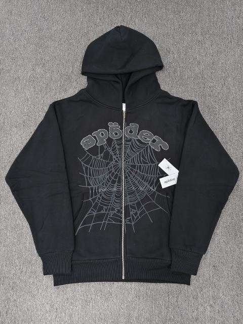 1:1 Quality Studded Logo Black Print hoodie