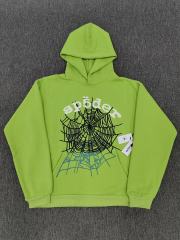 1:1 quality version  Gradient Spiderweb Print Bright Green Hoodie & Shorts Set