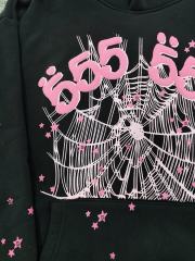 [On Sale] Sp*der Black Pink Double 555 Spider Web Star Pullover Hoodie
